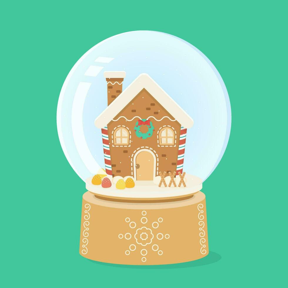 gingerbread house snowglobe vector