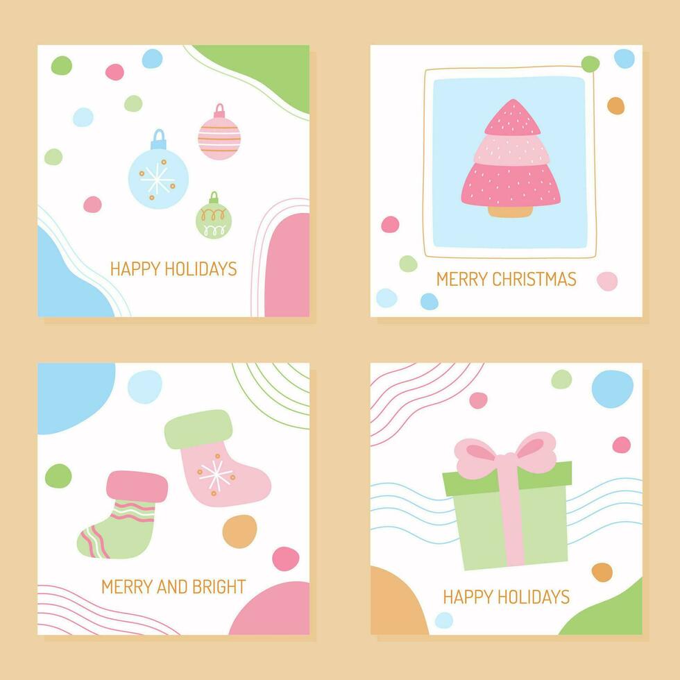 cute christmas card collection vector