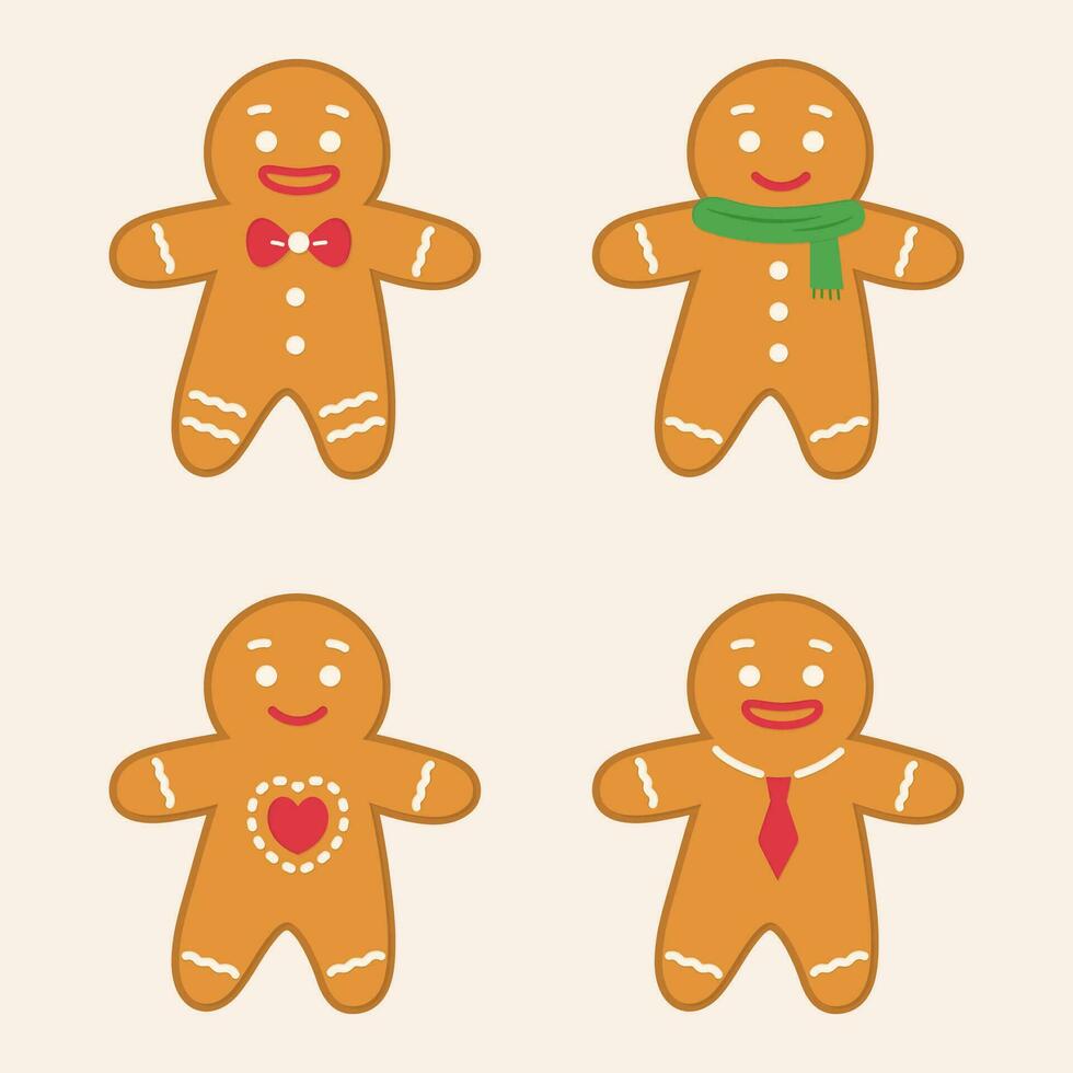 cute gingerbreadman set vector