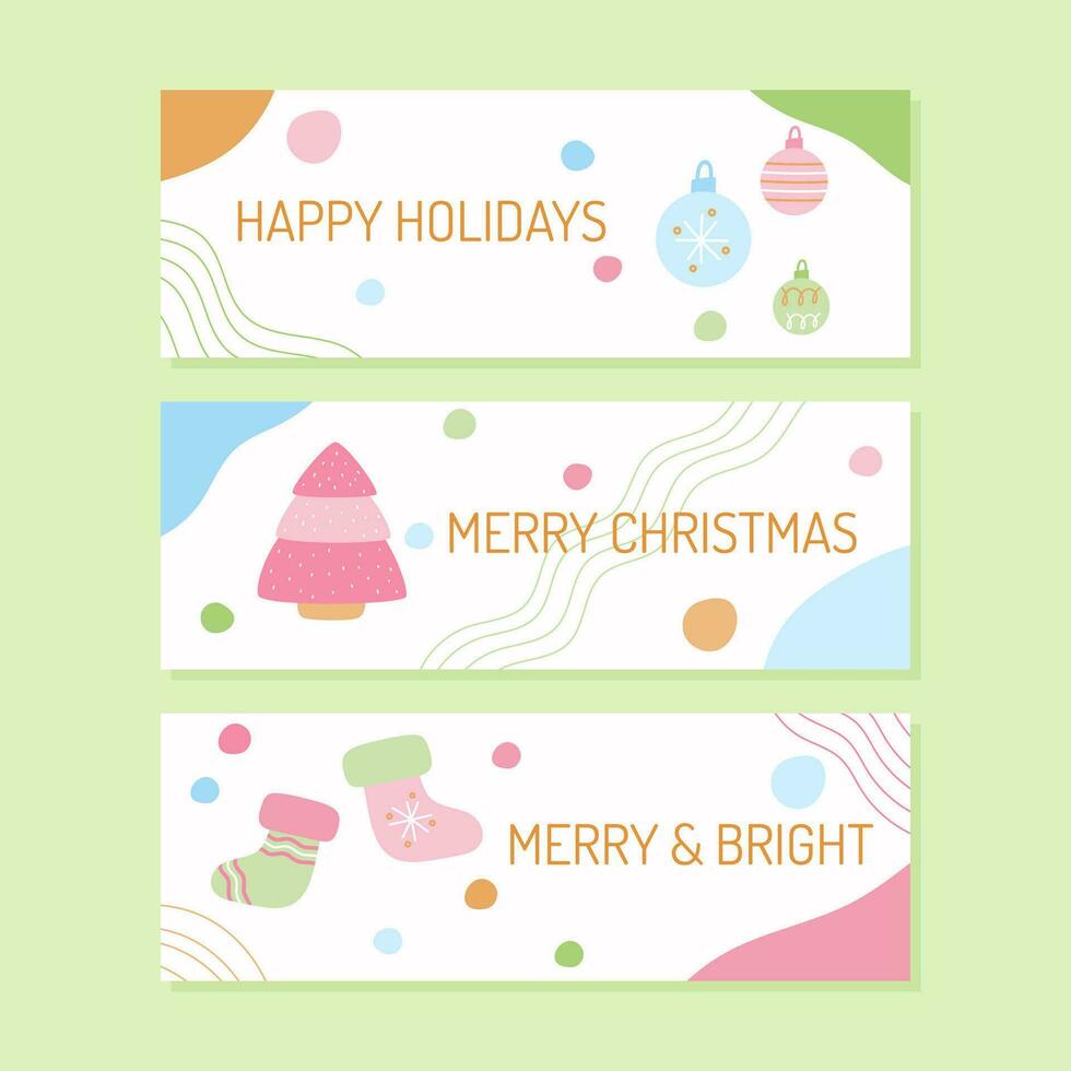 cute christmas banner collection vector