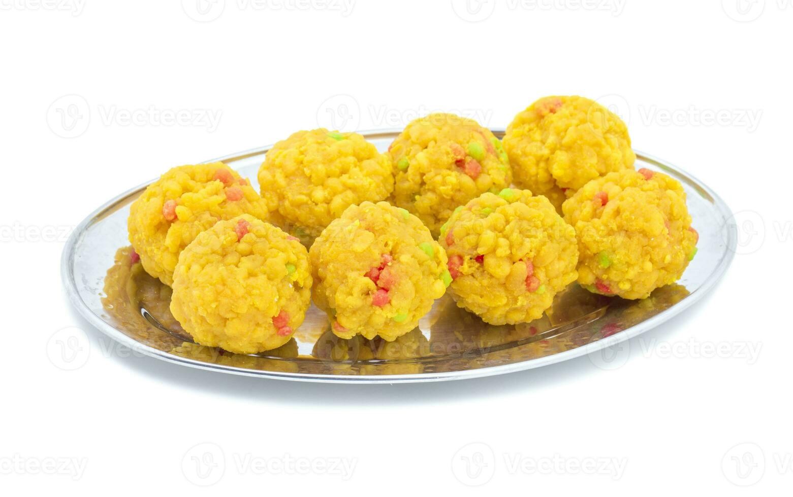 Indian Sweet Food Laddu on white background photo