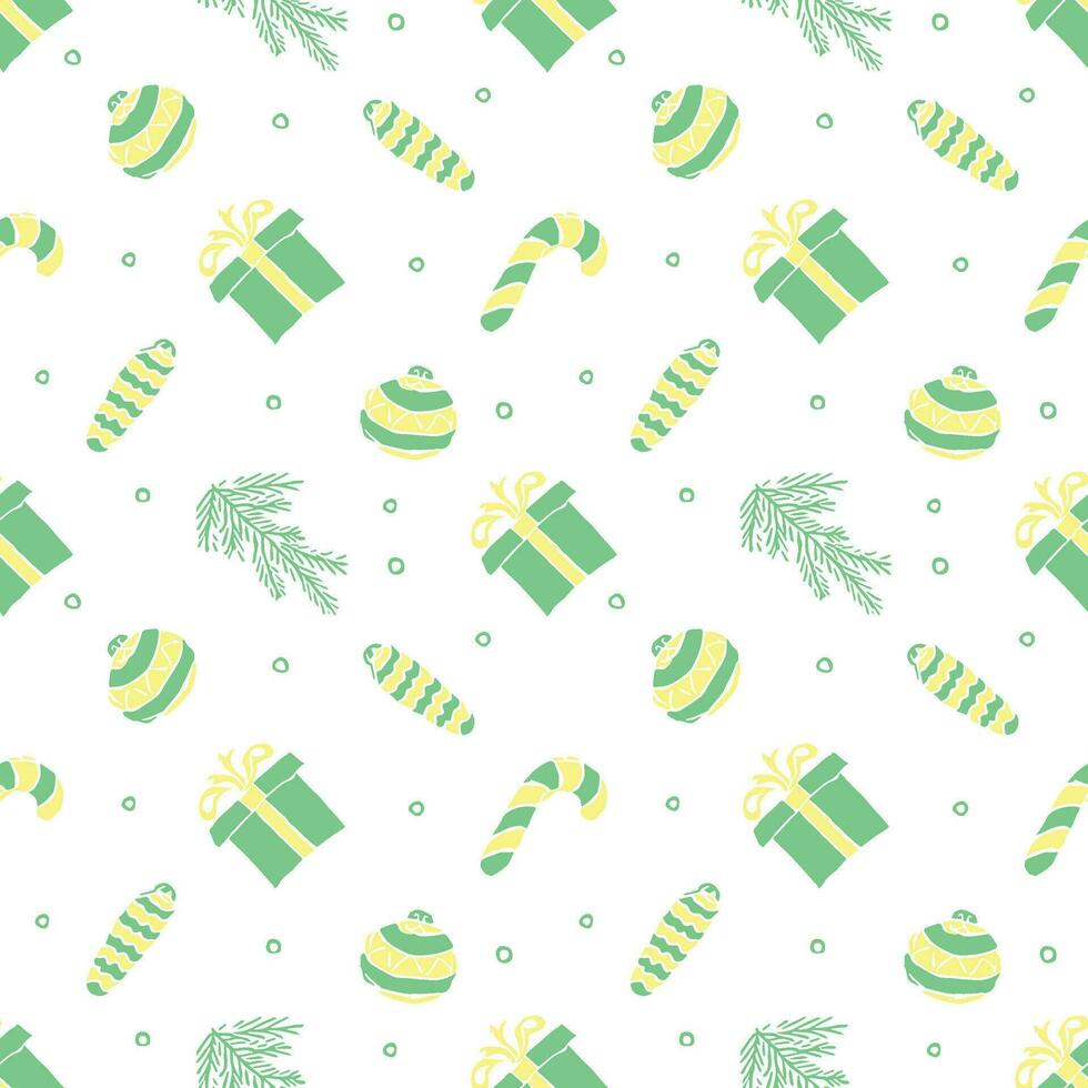 Seamless christmas pattern. New year background. Doodle illustration with christmas icons vector