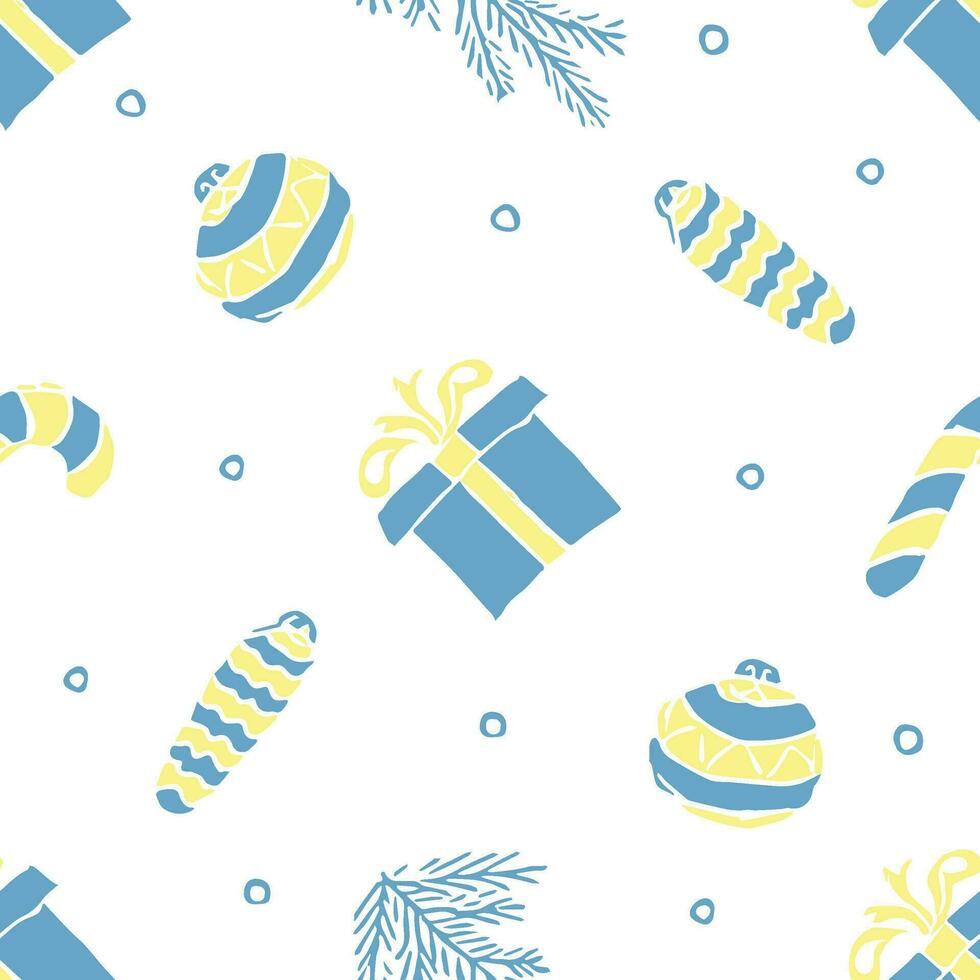 Seamless christmas pattern. New year background. Doodle illustration with christmas icons vector