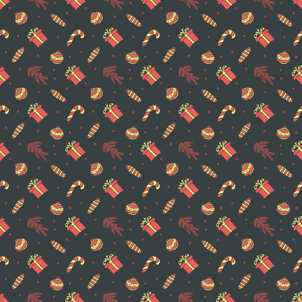 Seamless christmas pattern. New year background. Doodle illustration with christmas icons vector