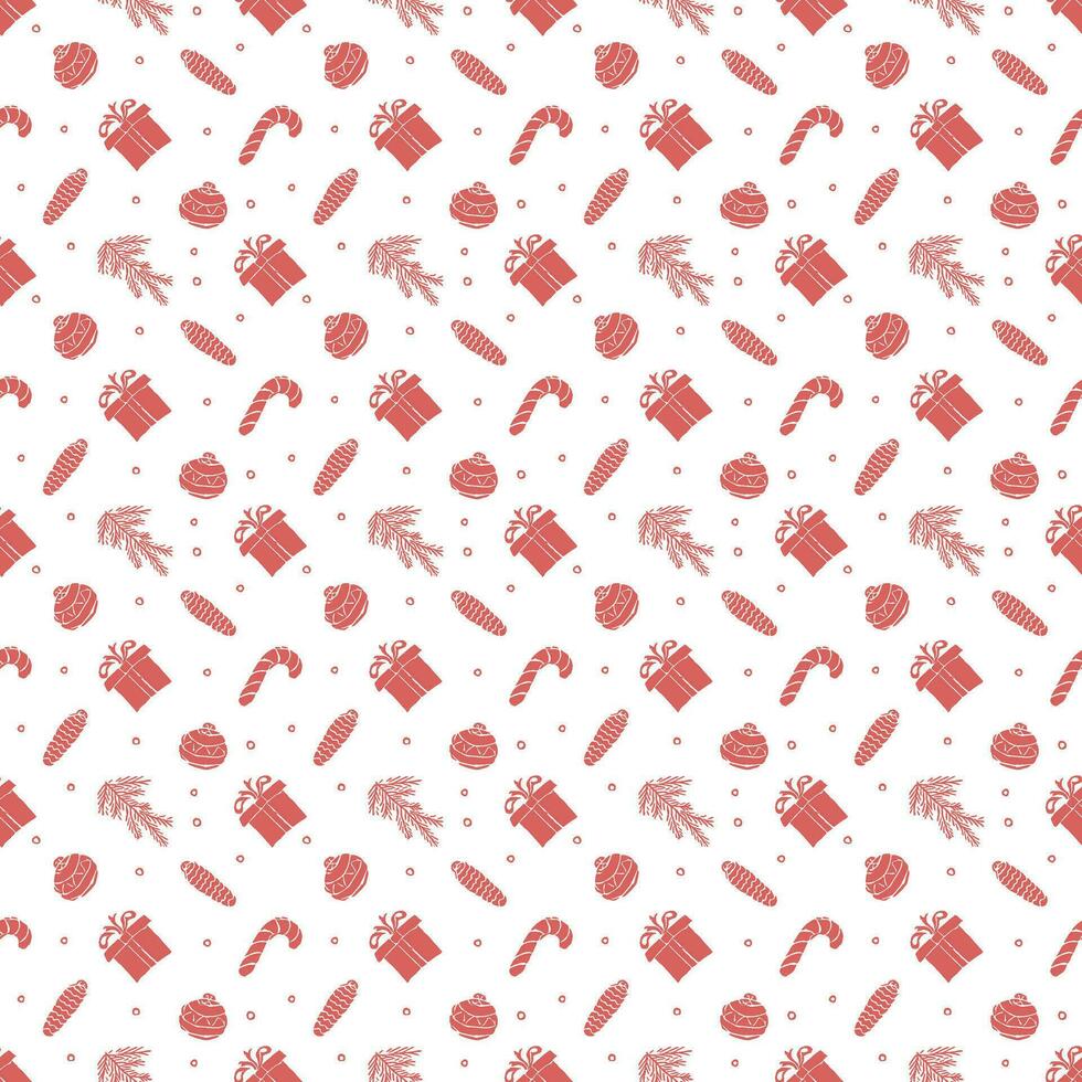 Seamless christmas pattern. New year background. Doodle illustration with christmas icons vector