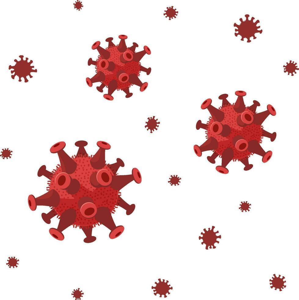 Virus germs bacteria flowing vector or lots of bacterium microorganism backdrop isolated on white background flat cartoon illustration, science concept image