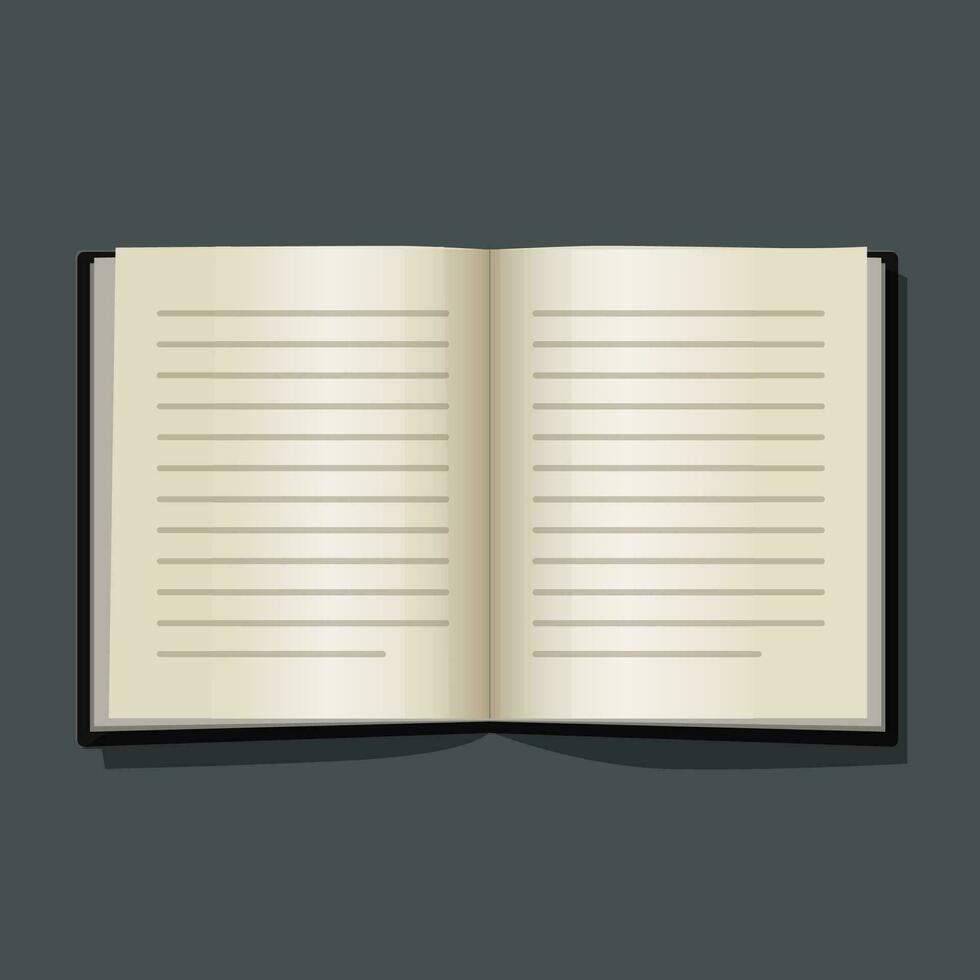 Book or textbook open pages clipart realistic object isolated on dark background vector