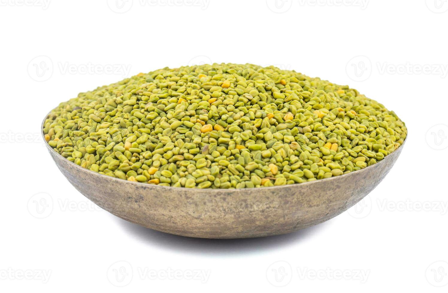 Green Fenugreek Seeds on White Background photo