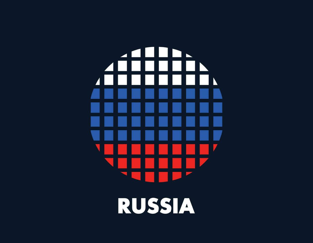 The Russia round flag icon. Design flag with the arrangement of squares that form a circle. Flag with white, blue, red. vector