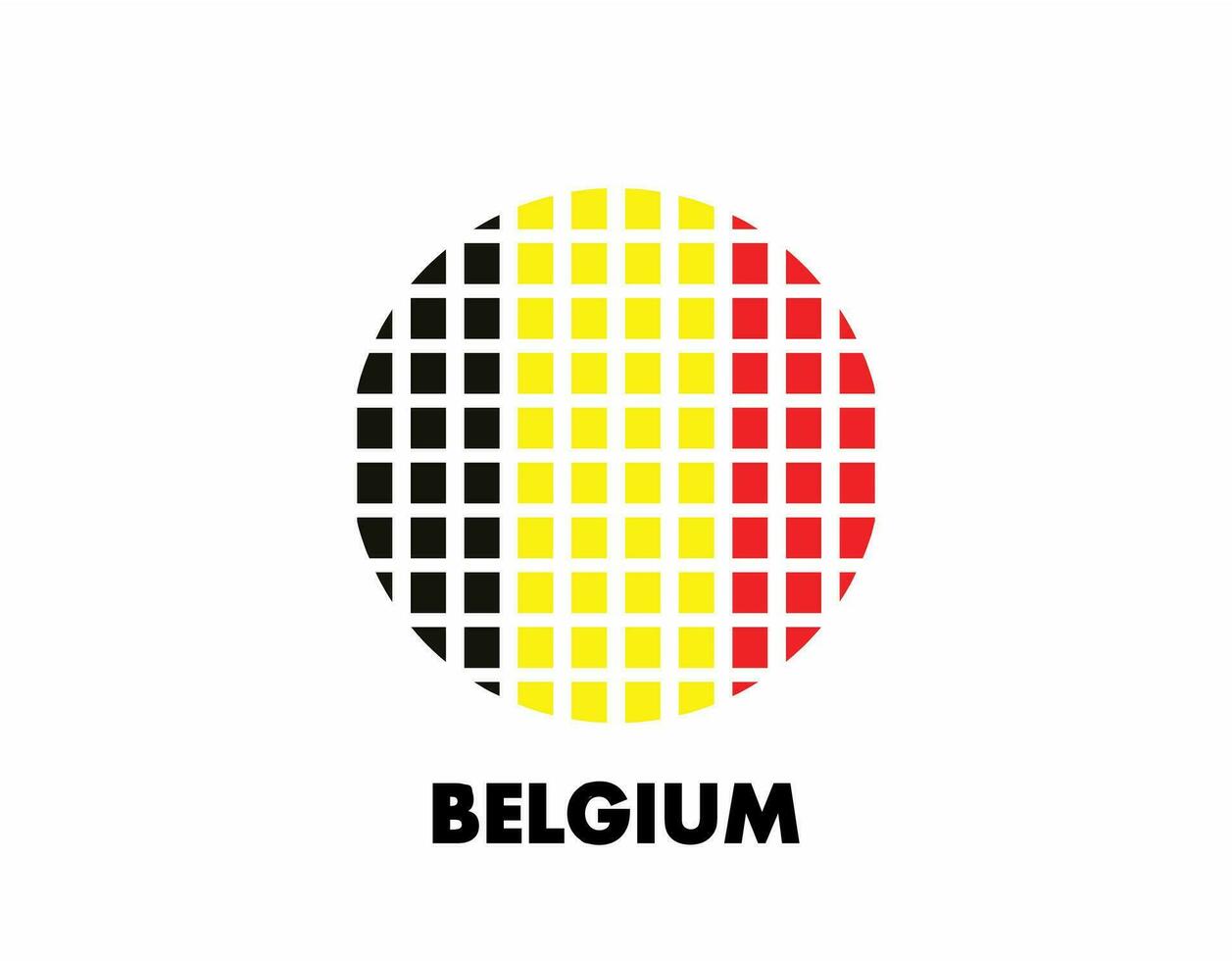 The Belgium round flag icon. Design flag with the arrangement of squares that form a circle. Flag with black, yellow, red. vector