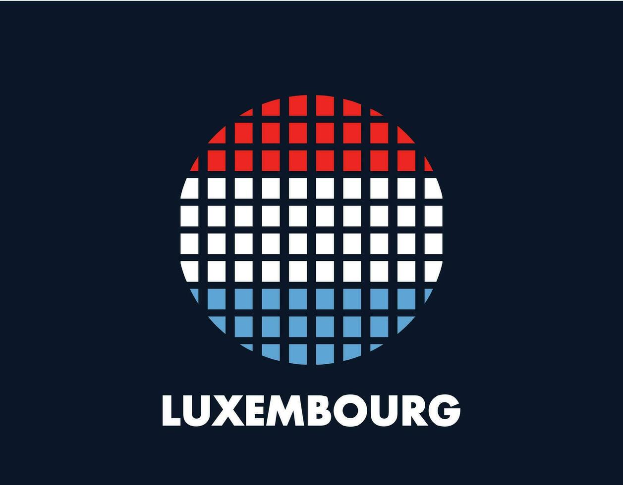 The Luxembourg round flag icon. Design flag with the arrangement of squares that form a circle. Flag with red, white, blue. vector
