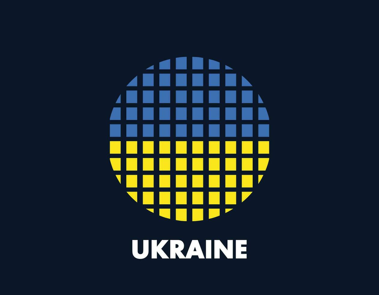 The Ukraine round flag icon. Design flag with the arrangement of squares that form a circle. Flag with blue and yellow. vector