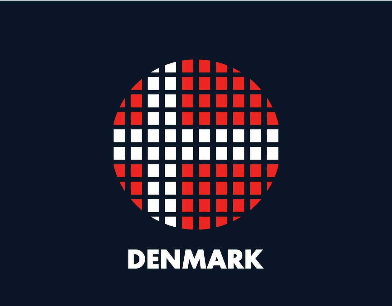 The Denmark round flag icon. Design flag with the arrangement of squares that form a circle. Flag with red and white. vector