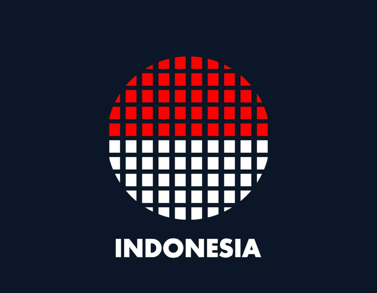 The Indonesia round flag icon. Design flag with the arrangement of squares that form a circle. Flag with red and white. vector