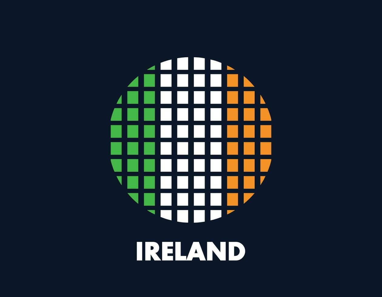 The Ireland round flag icon. Design flag with the arrangement of squares that form a circle. Flag with green, white, orange. vector