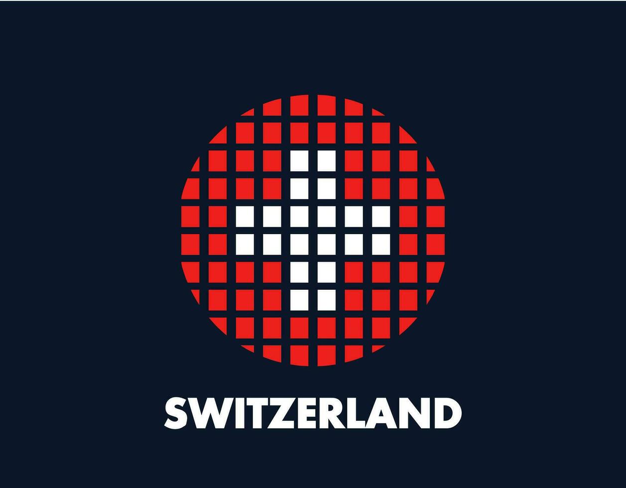 The Switzerland round flag icon. Design flag with the arrangement of squares that form a circle. Flag with red and white. vector