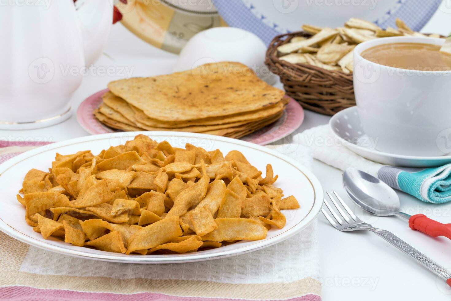 Indian Healthy Deep Fried Soya Chips photo