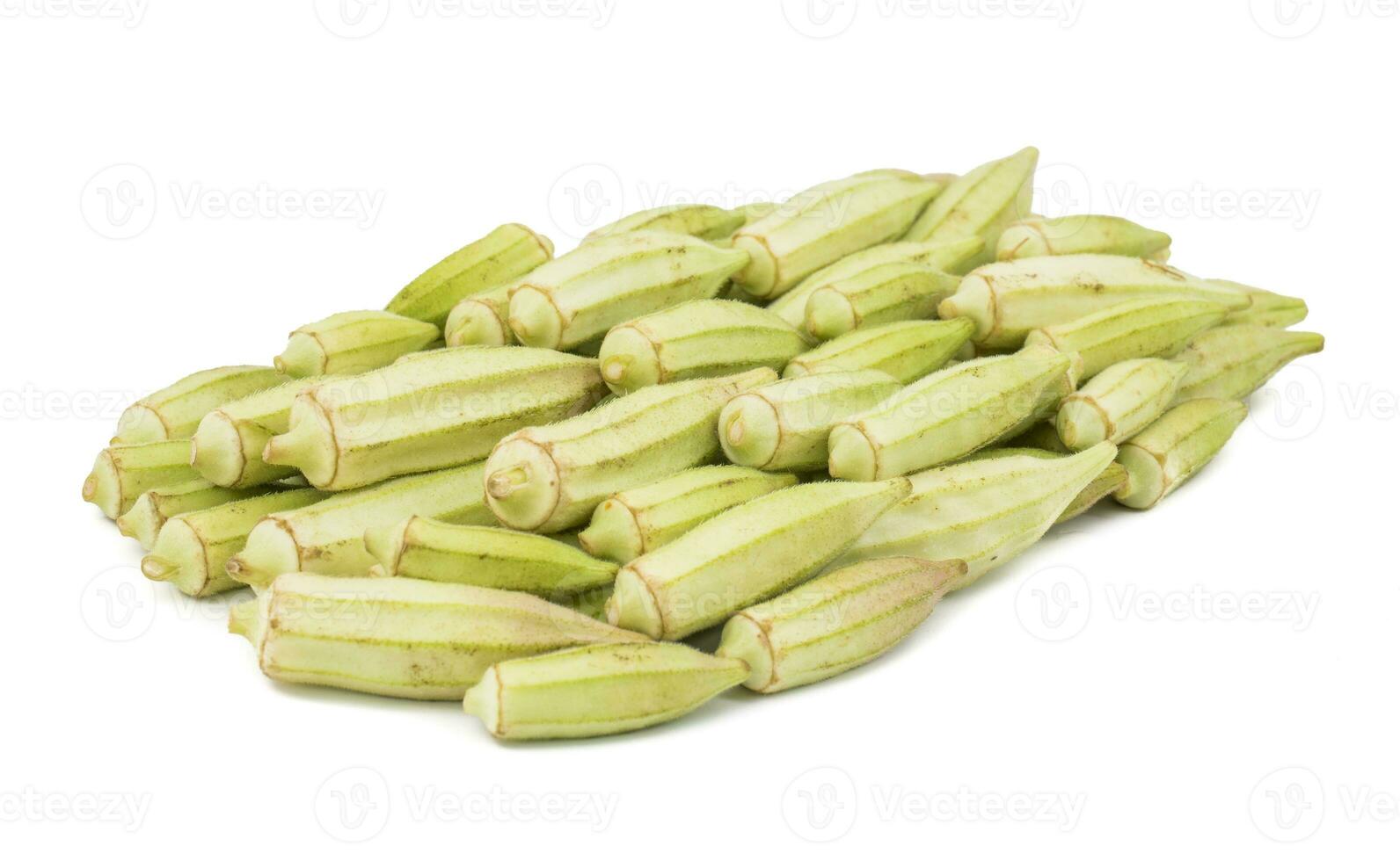 Heap of Green okra Vegetable or Lady Finger on White Background photo