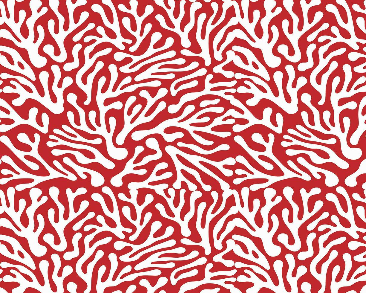Stylized Red Coral Reef Pattern on White Background vector