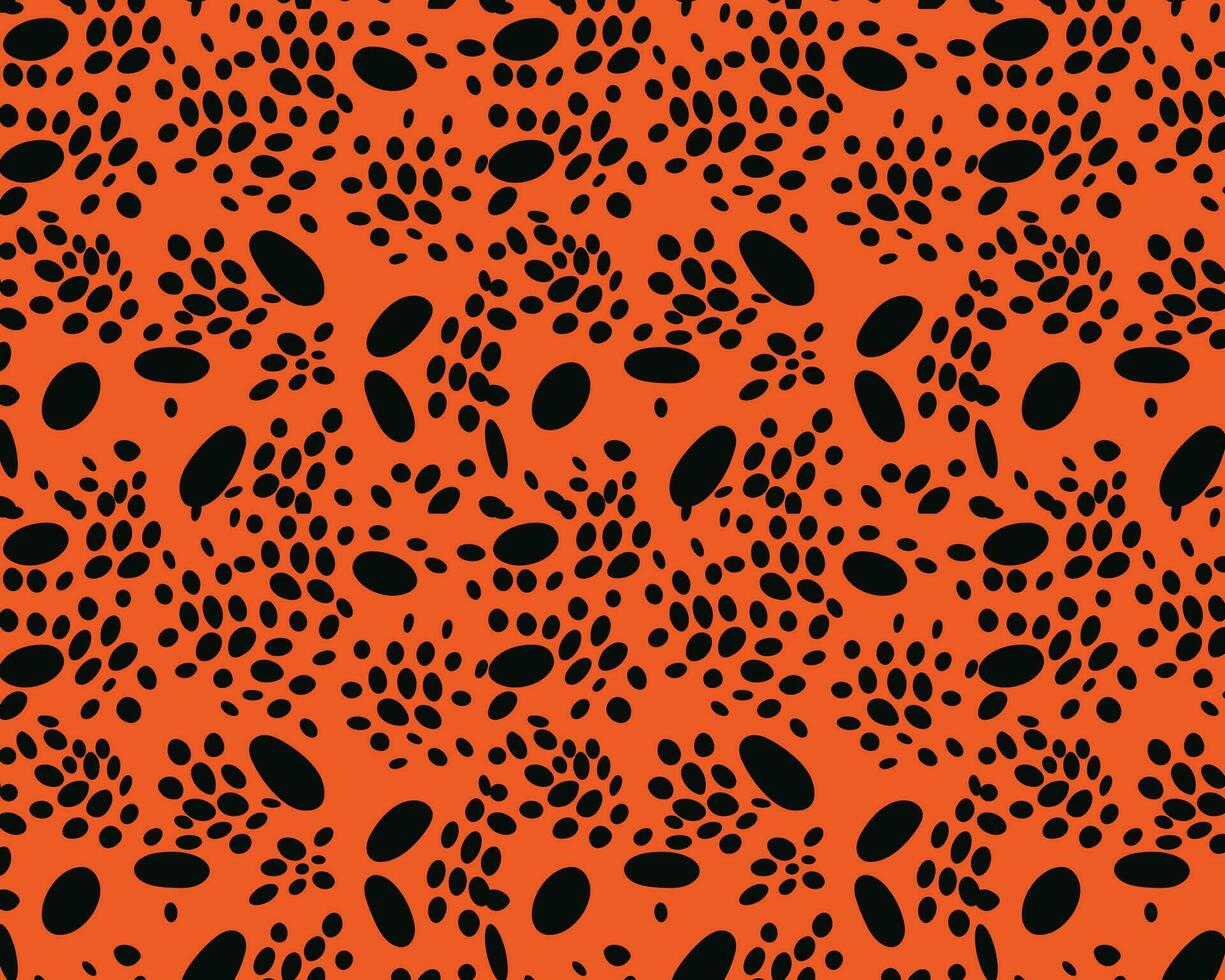 Orange and Black Abstract Pattern with Ellipses and Dots vector