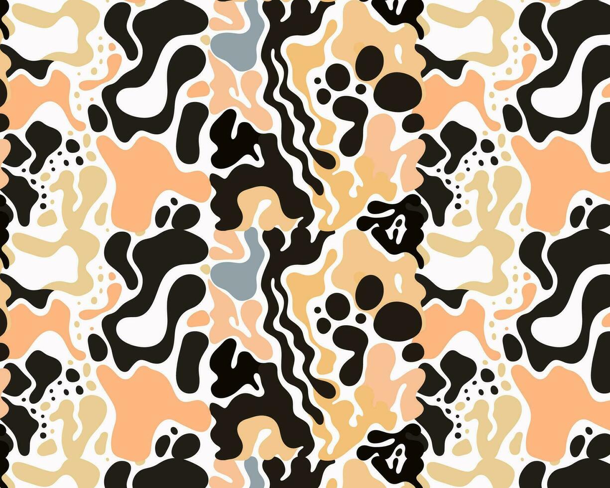 Abstract Animal Print Pattern with Orange, Black, and White vector