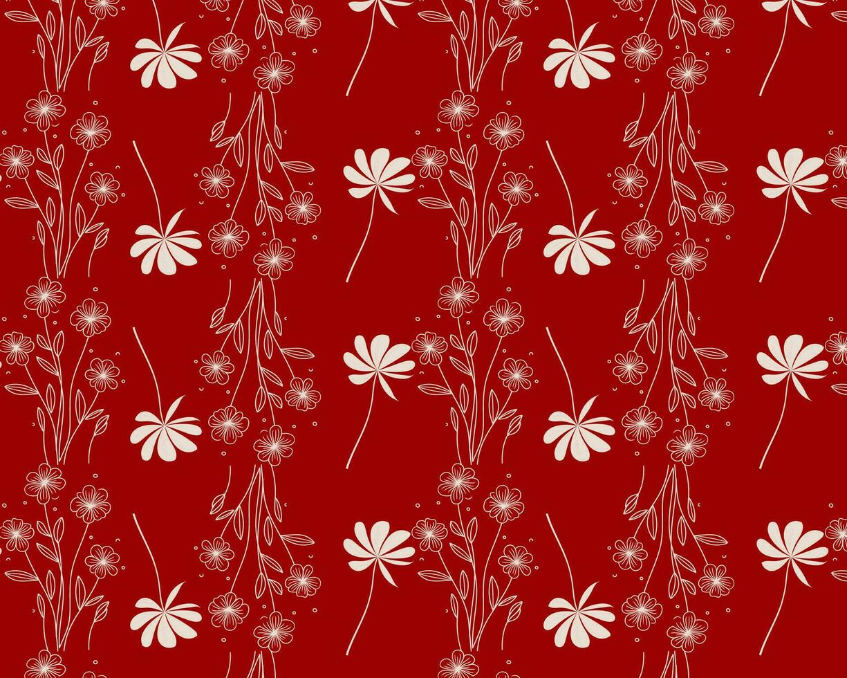Red and White Floral Pattern Background vector
