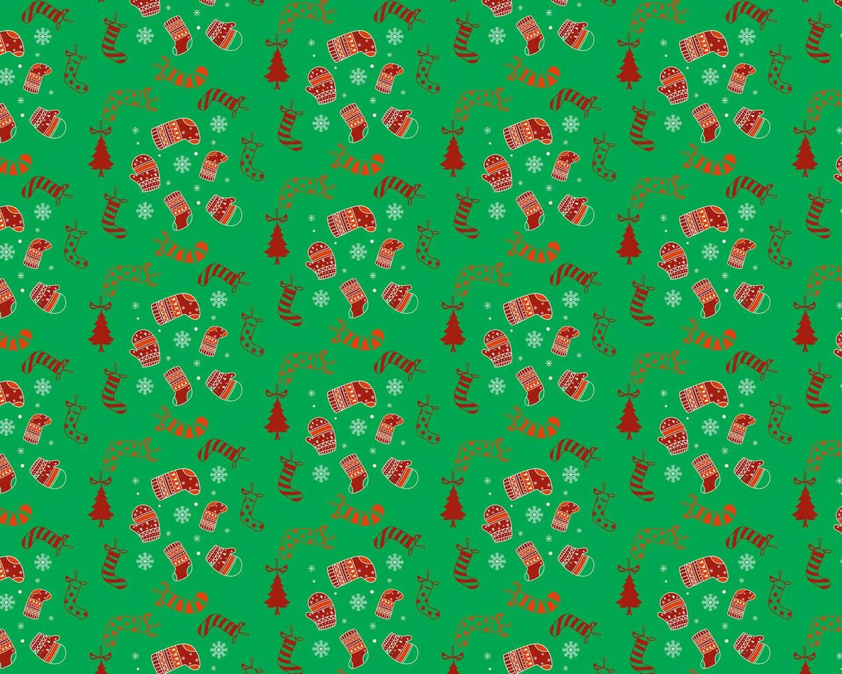 A Sweet and Simple Pattern with Snowflakes on Green vector