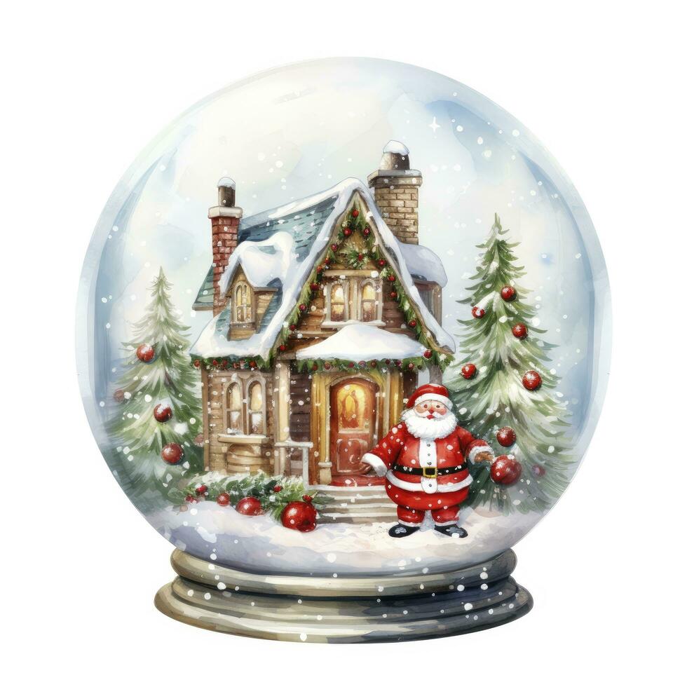 AI generated Winter Christmas festive holiday house with snow in the globe for T-shirt Design. AI Generated photo