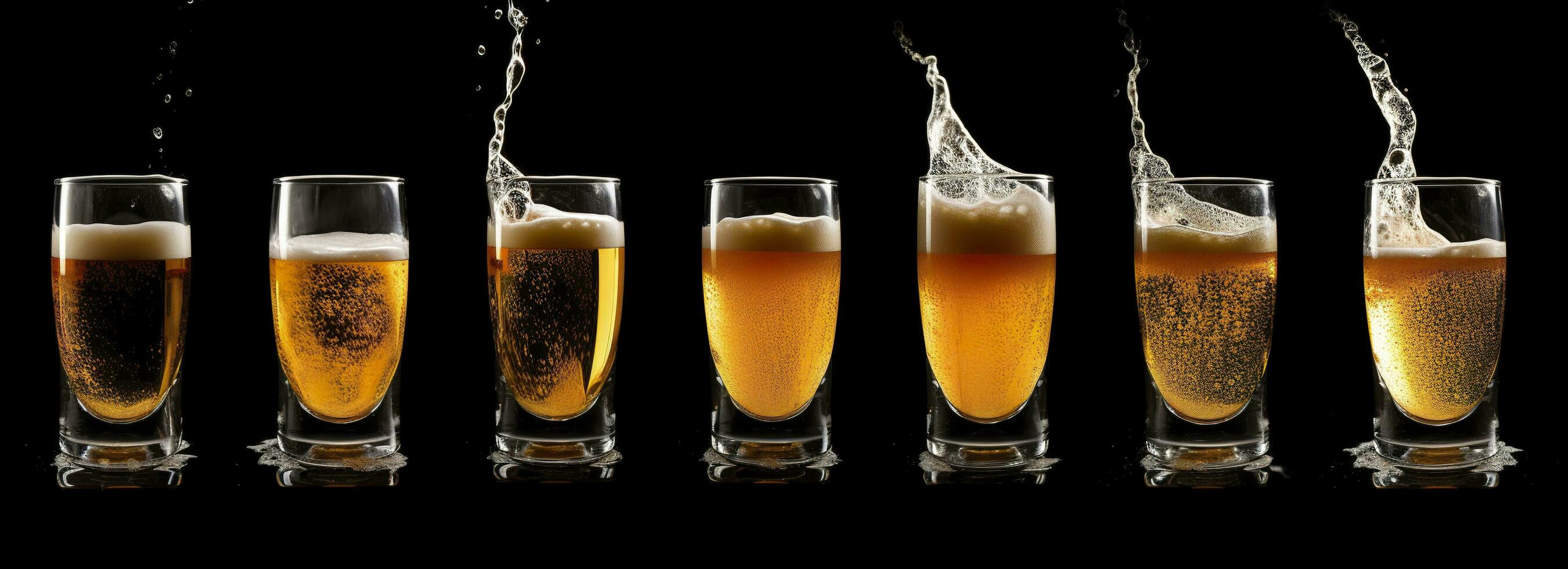 AI generated Pouring beer into a glass on a black background. Generative AI photo