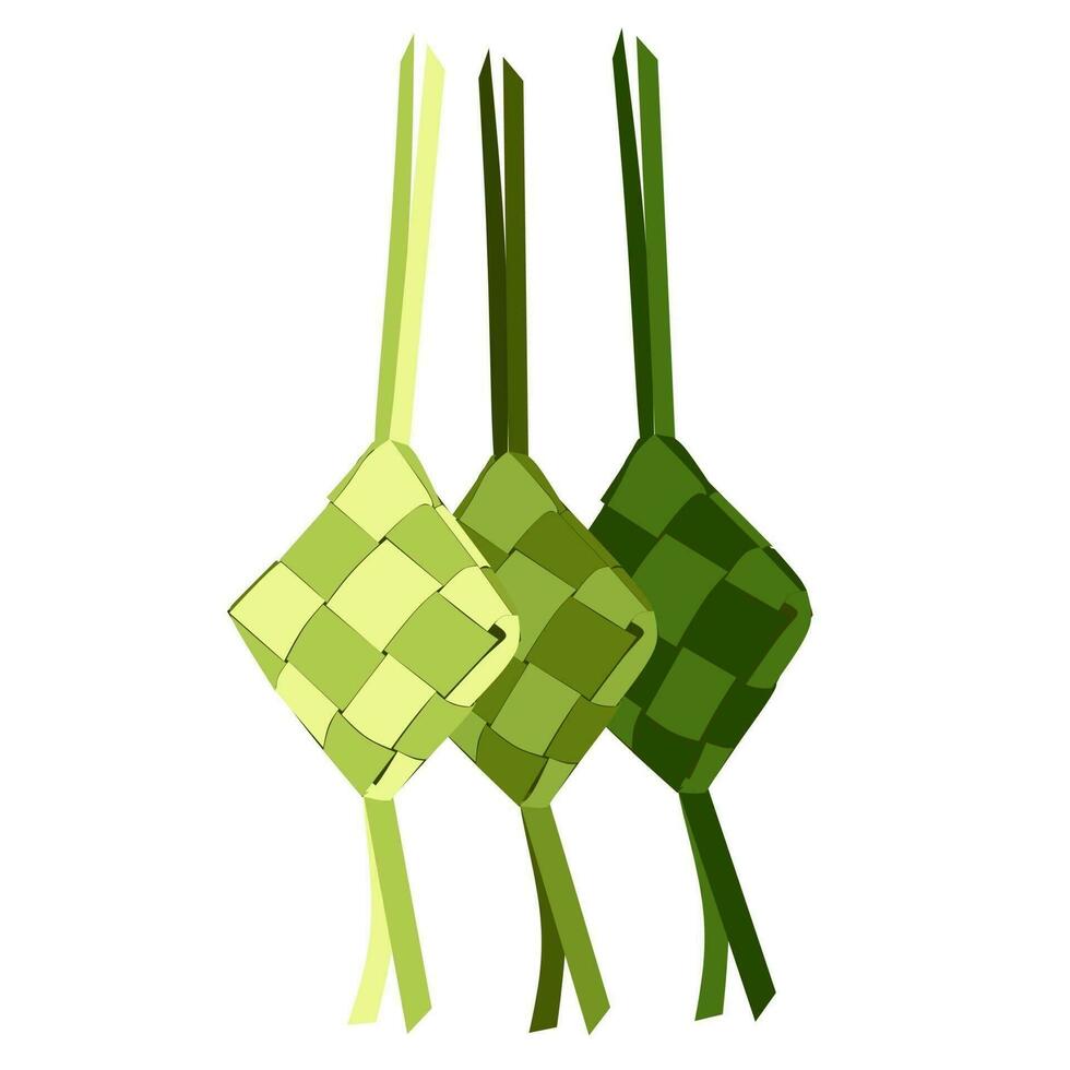 three green and white checkered bags hanging from a string vector