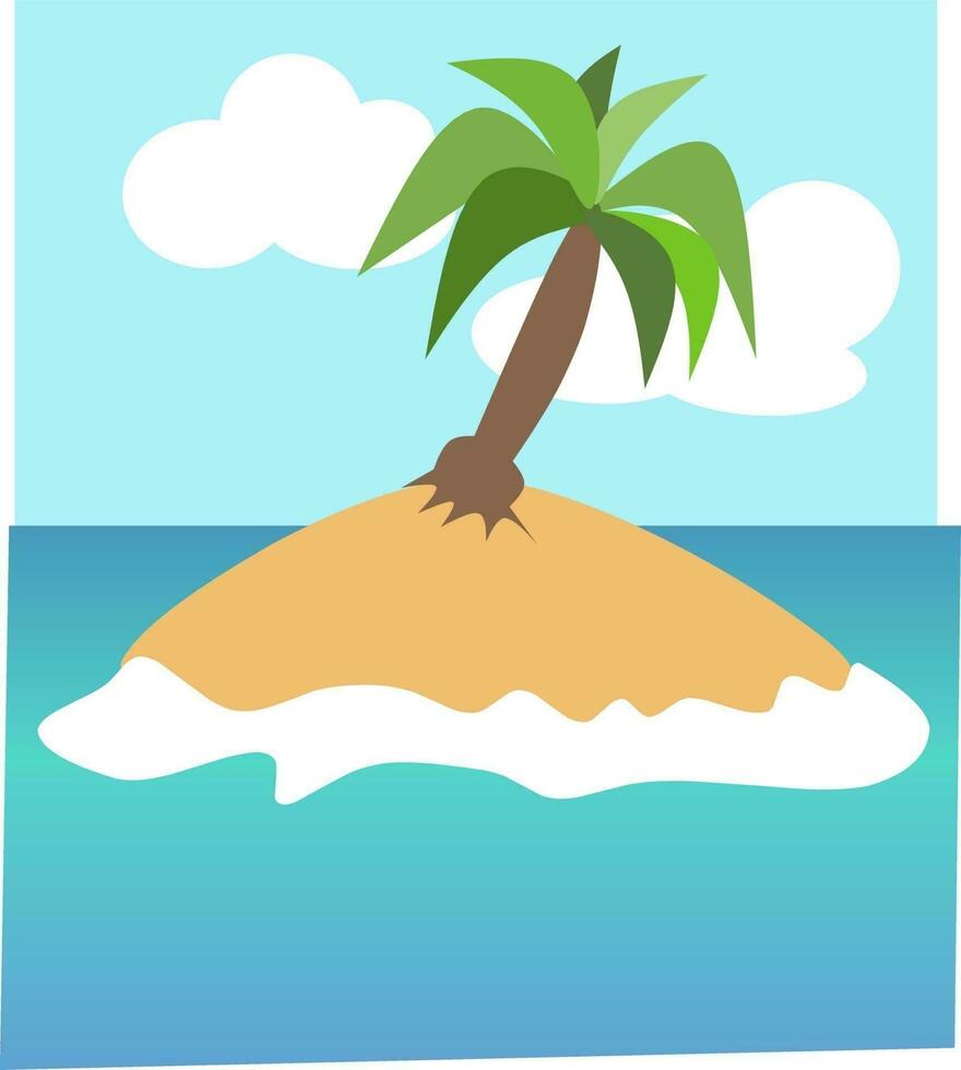 an island with a palm tree on it vector