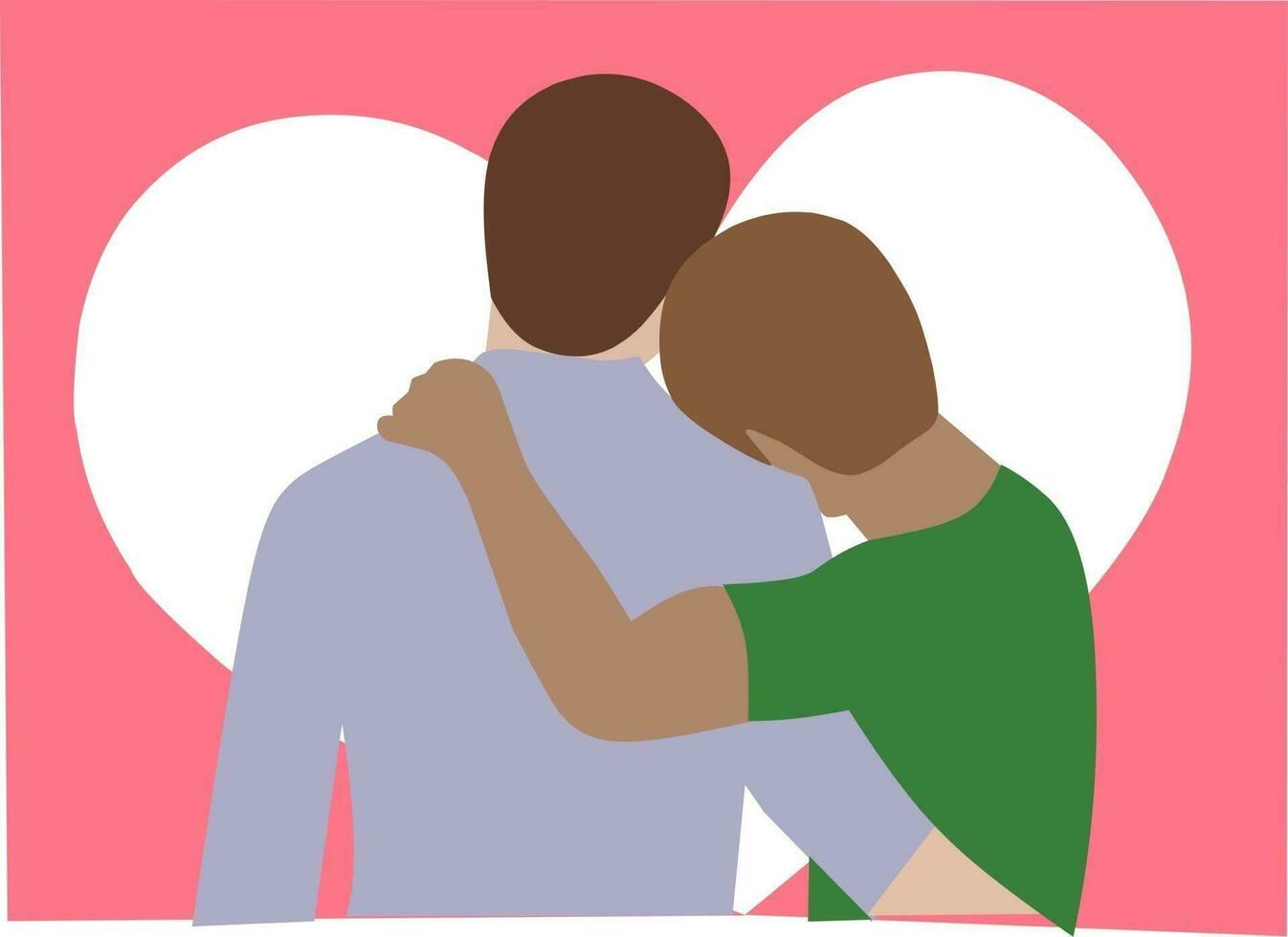 two men hugging in front of a heart vector