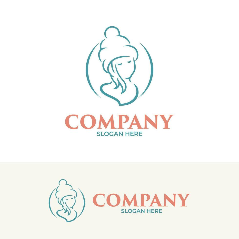 Beautiful woman logo design template vector