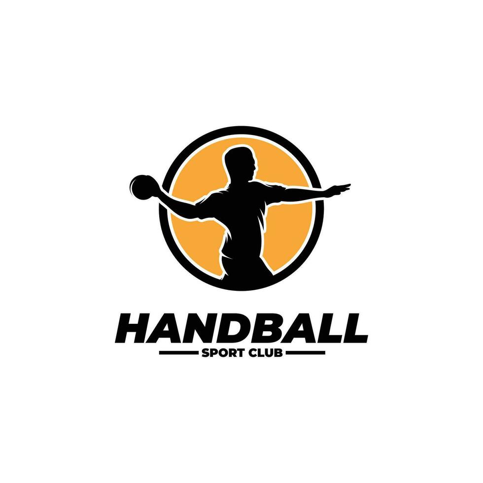 Silhouette of handball player logo design template vector