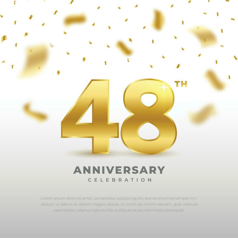 48º aniversario celebracion con oro Brillantina color y blanco antecedentes. vector diseño para celebraciones, invitación tarjetas y saludo tarjetas