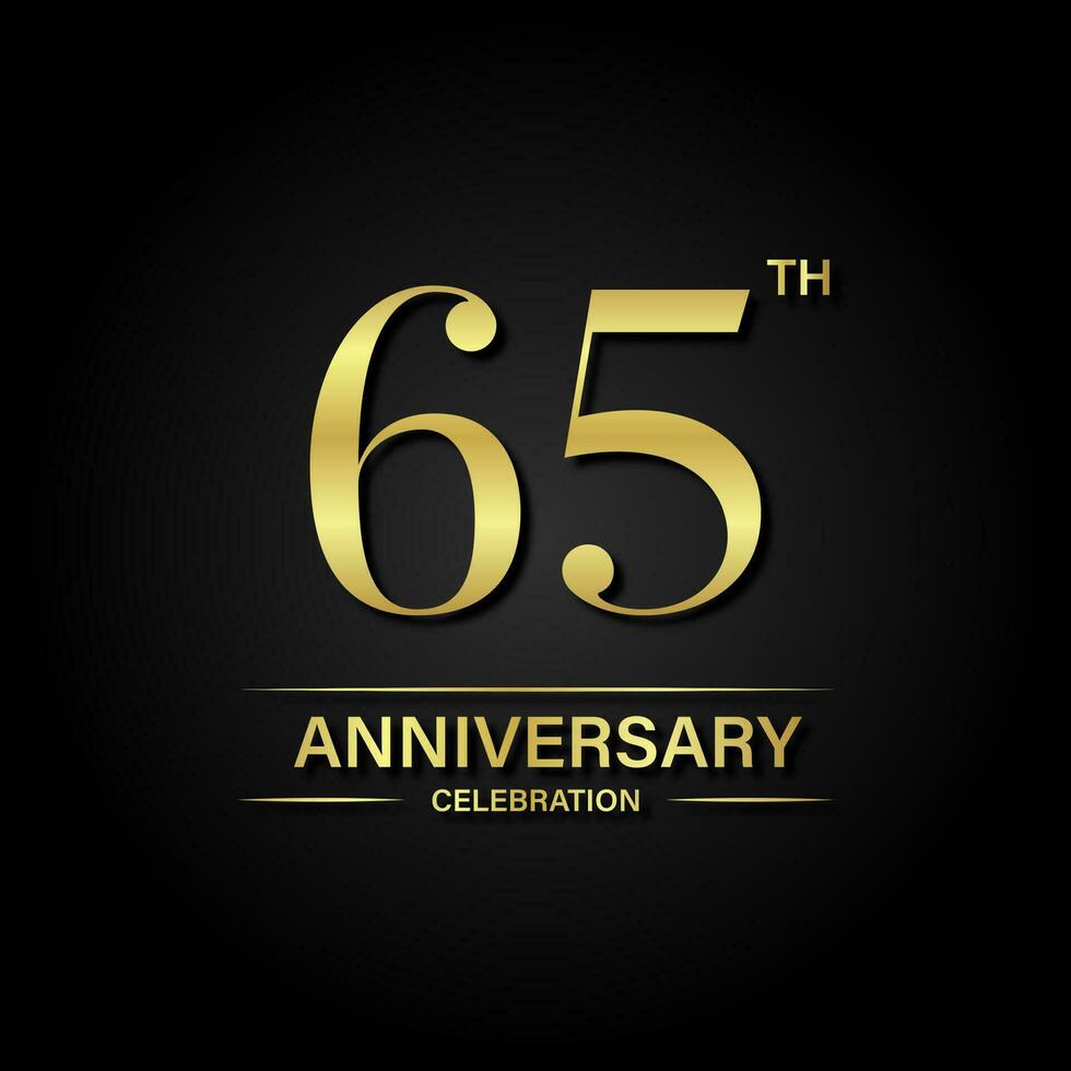 65th anniversary celebration with gold color and black background. Vector design for celebrations, invitation cards and greeting cards.