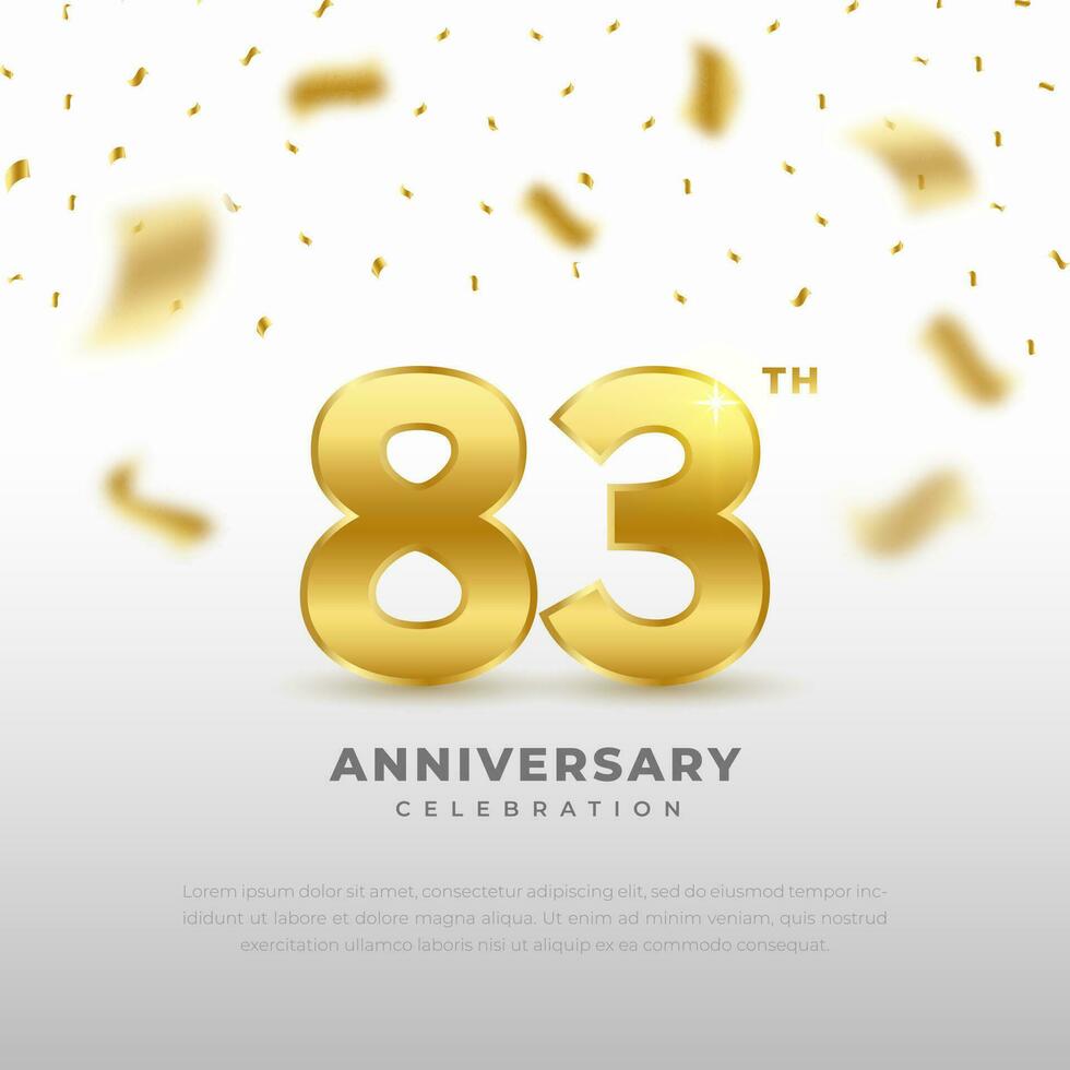 83th anniversary celebration with gold glitter color and black background. Vector design for celebrations, invitation cards and greeting cards.