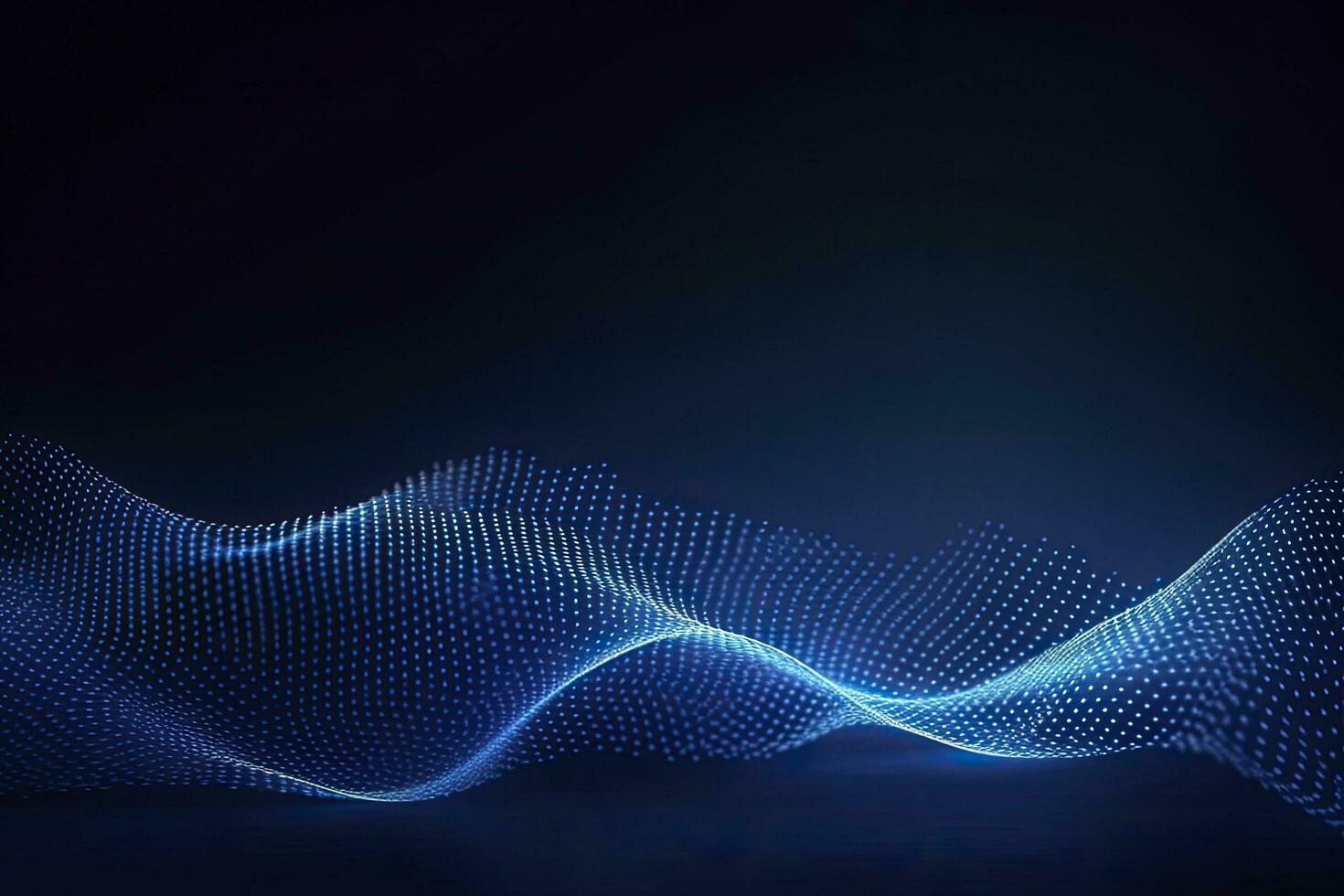 AI generated Dynamic blue particle wave. Abstract sound visualization. Digital structure of the wave flow of luminous particles. AI Generated. photo