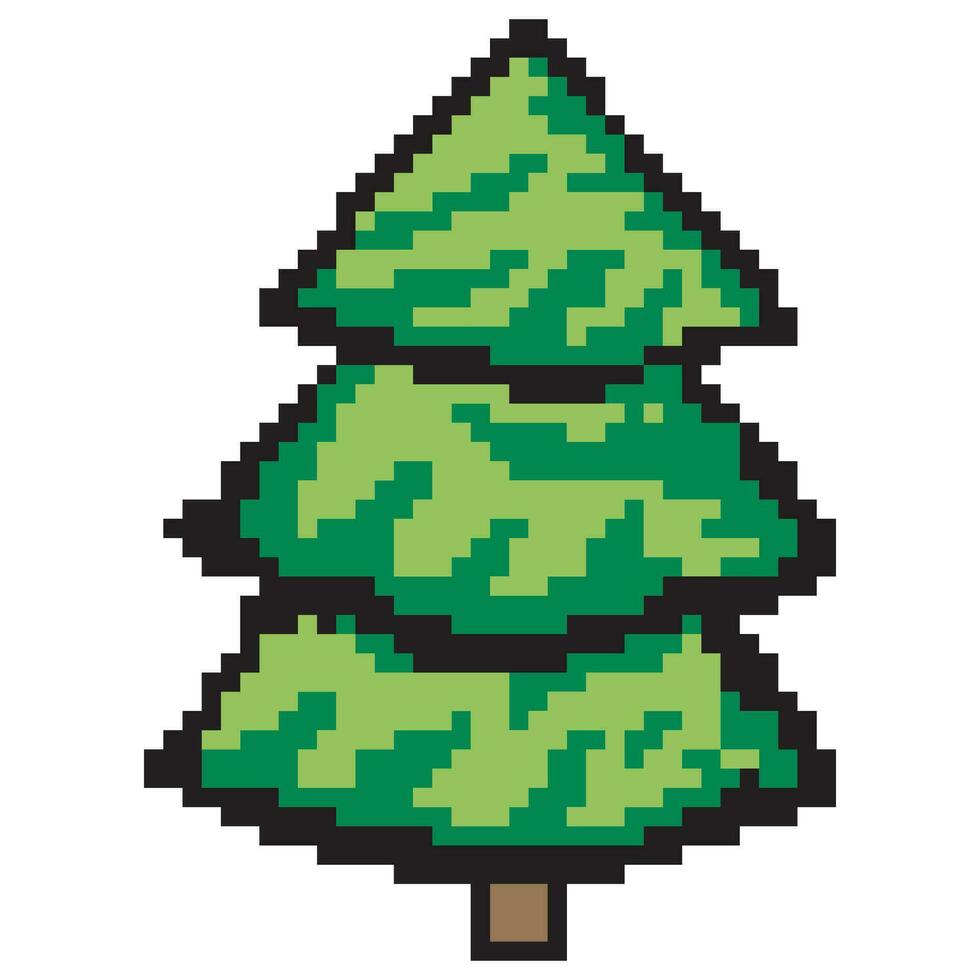 Fir christmas tree pixel art vector