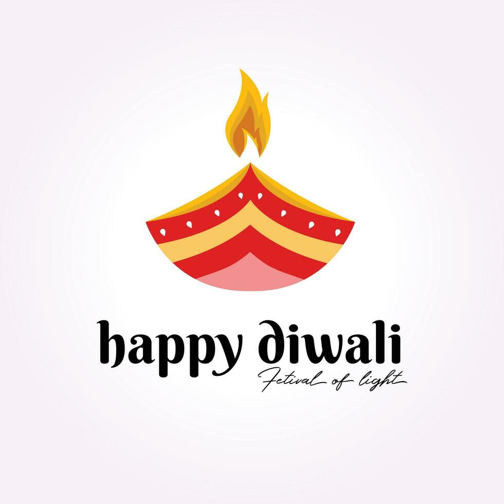 candle vintage design vector logo happy diwali, deepavali illustration icon