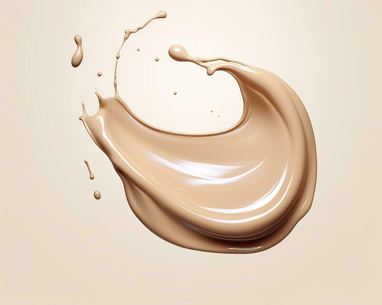 AI generated Liquid foundation splash element, fluid cosmetic cream 3d rendering. AI Generated photo