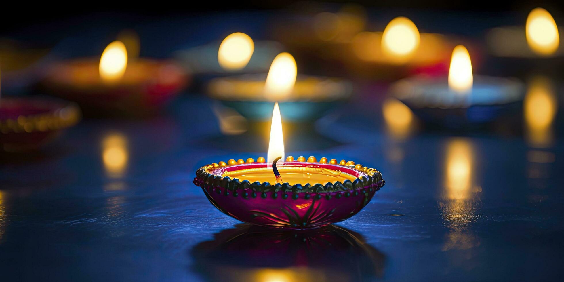 AI generated Happy Diwali. Diya oil lamps were lit during the celebration. AI Generated photo