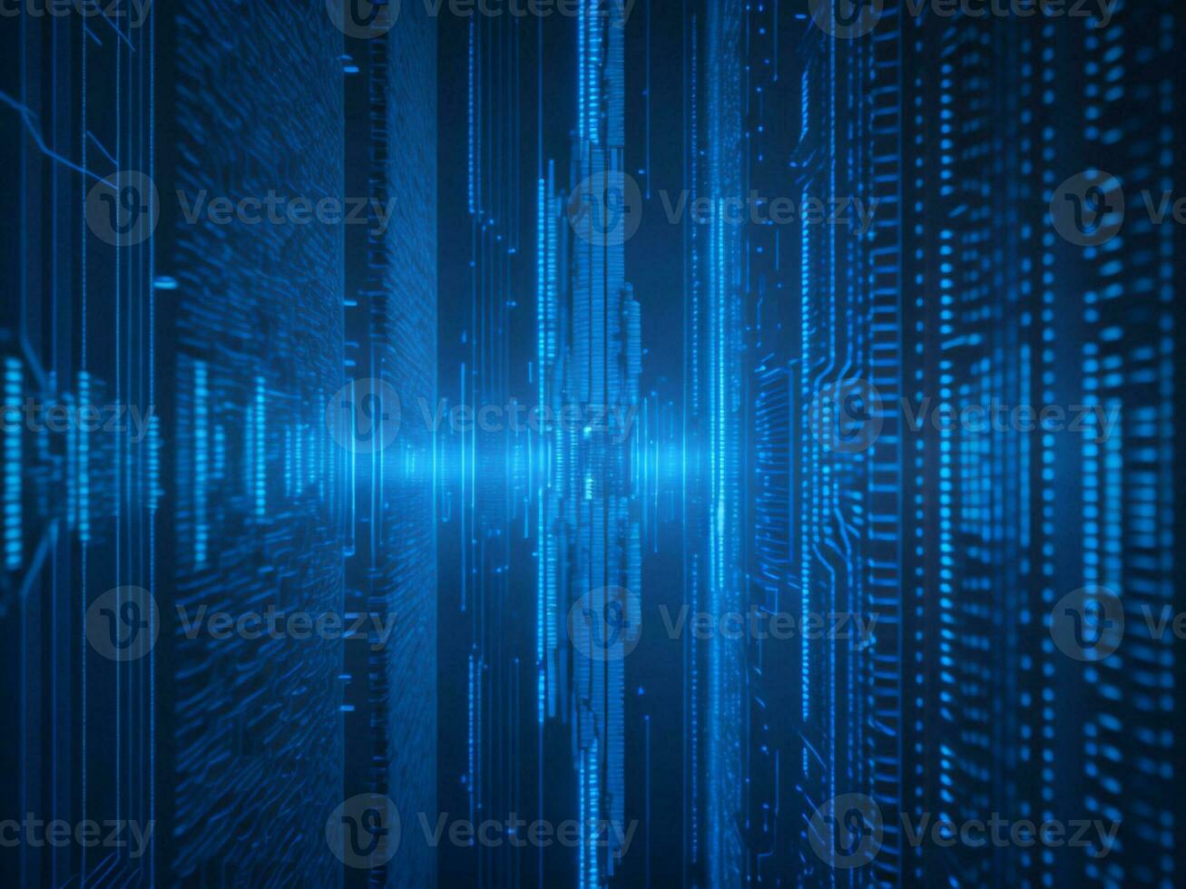 AI generated Blue digital binary data on computer screen background. binary code background . abstract blue background photo
