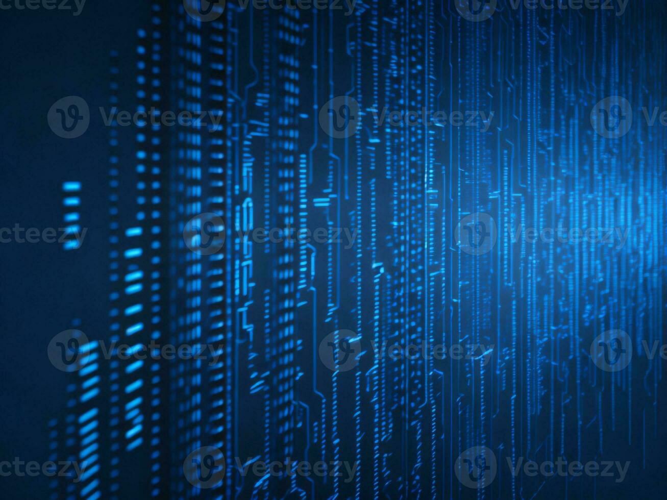 AI generated Blue digital binary data on computer screen background. binary code background . abstract blue background photo