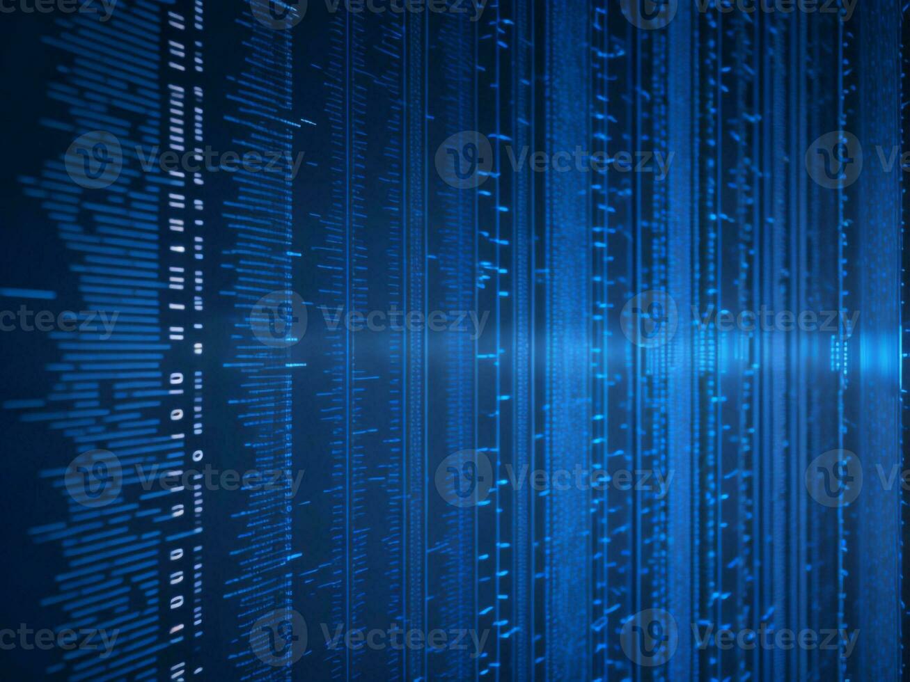 AI generated Blue digital binary data on computer screen background. binary code background . abstract blue background photo
