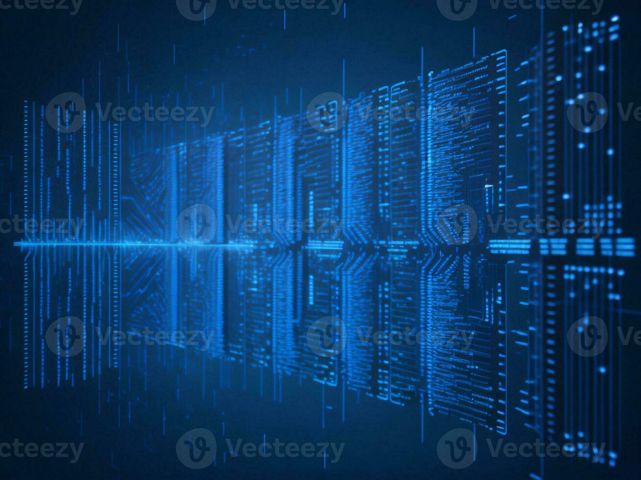 AI generated Blue digital binary data on computer screen background. binary code background . abstract blue background photo
