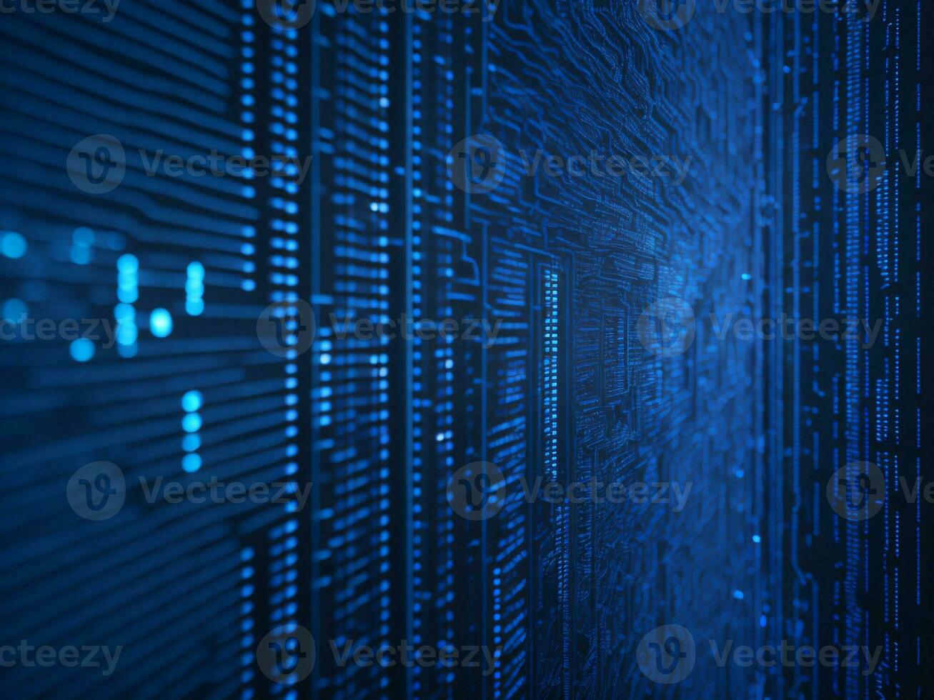 AI generated Blue digital binary data on computer screen background. binary code background . abstract blue background photo