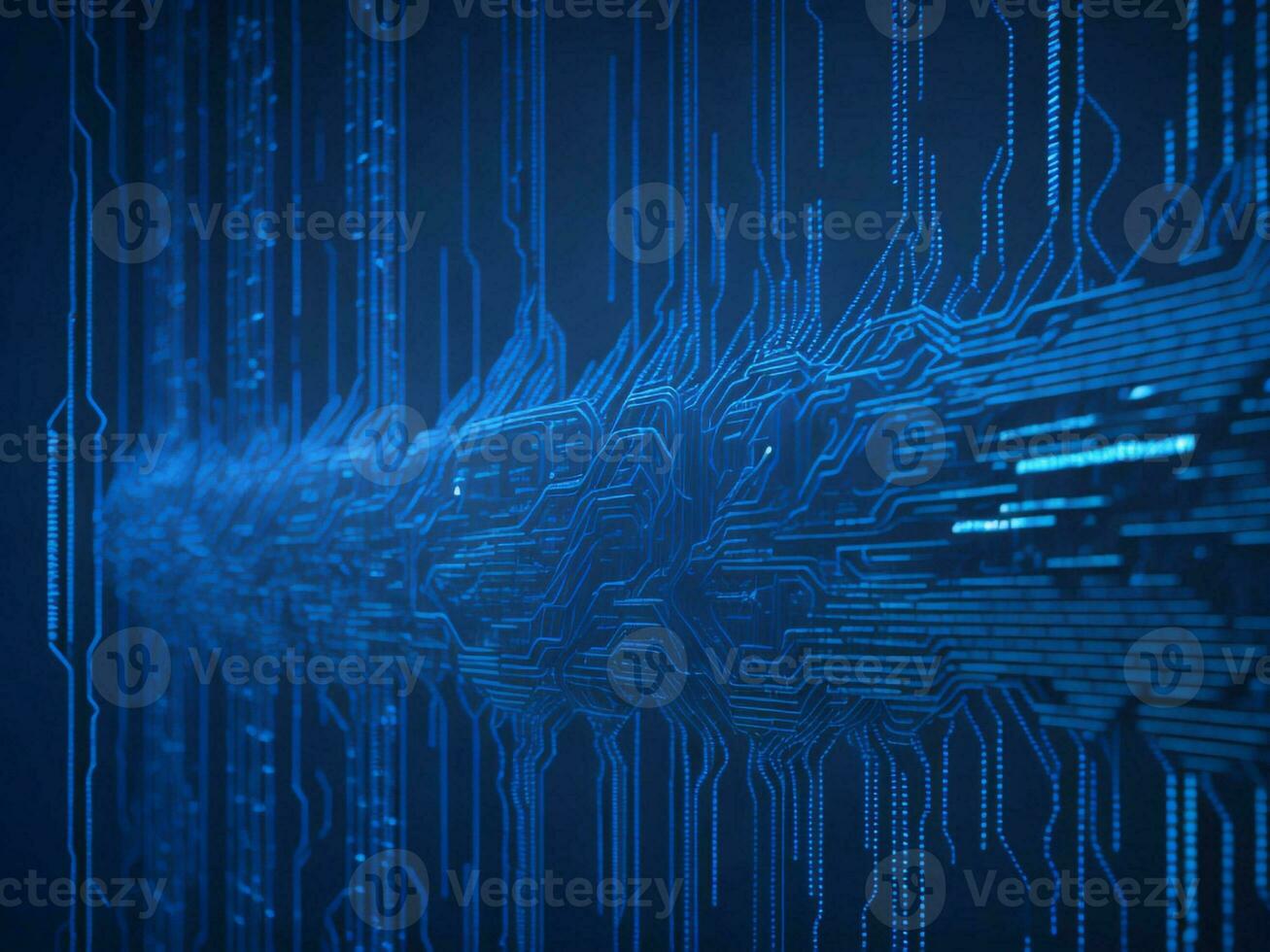 AI generated Blue digital binary data on computer screen background. binary code background . abstract blue background photo