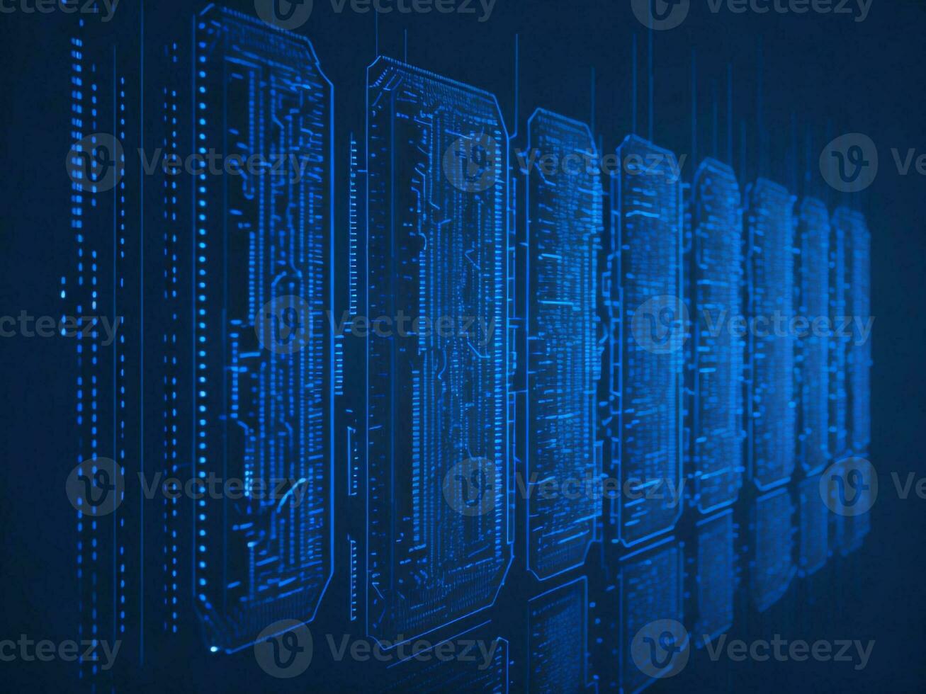 AI generated Blue digital binary data on computer screen background. binary code background . abstract blue background photo