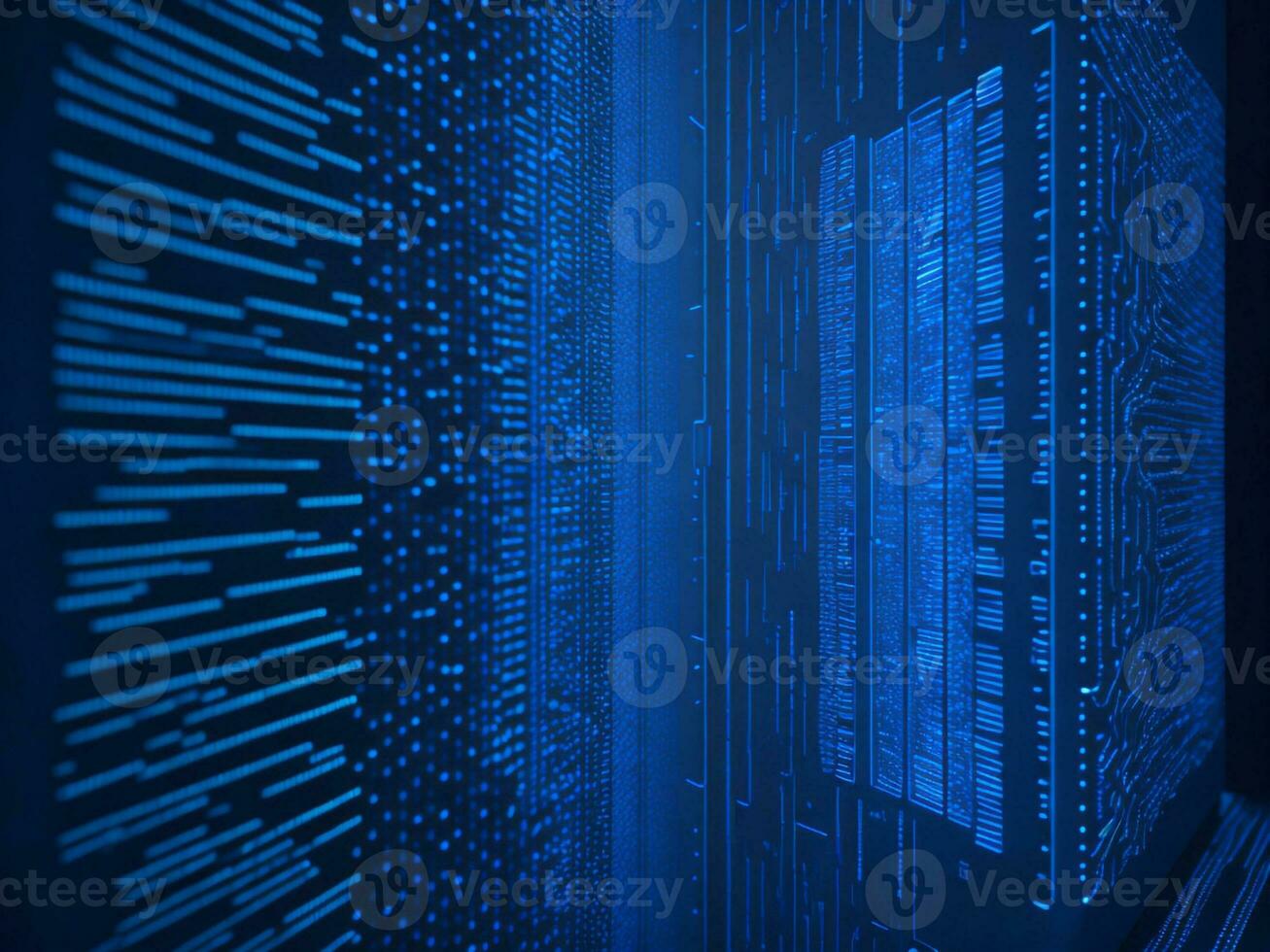 AI generated Blue digital binary data on computer screen background. binary code background . abstract blue background photo